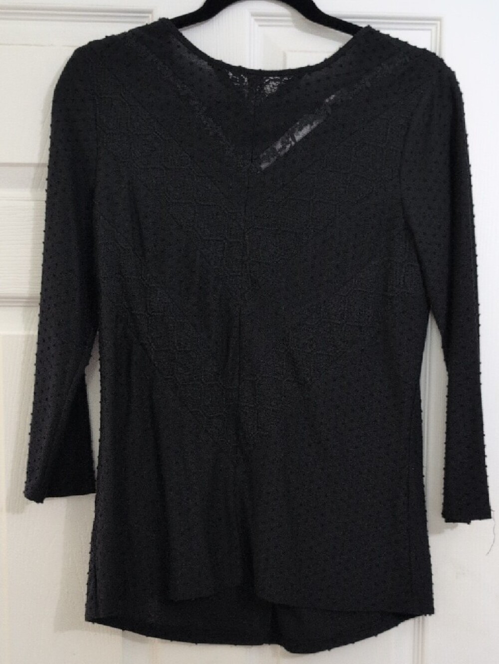 Daniel Rainn Black Lace-Trim Blouse